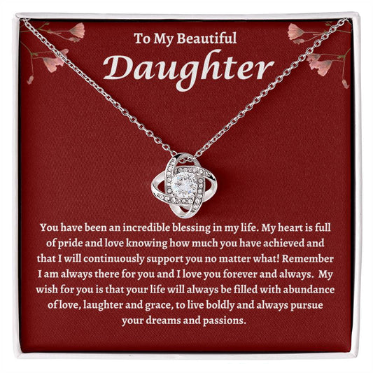 To My Beautiful Daughter | Love Knot Necklace