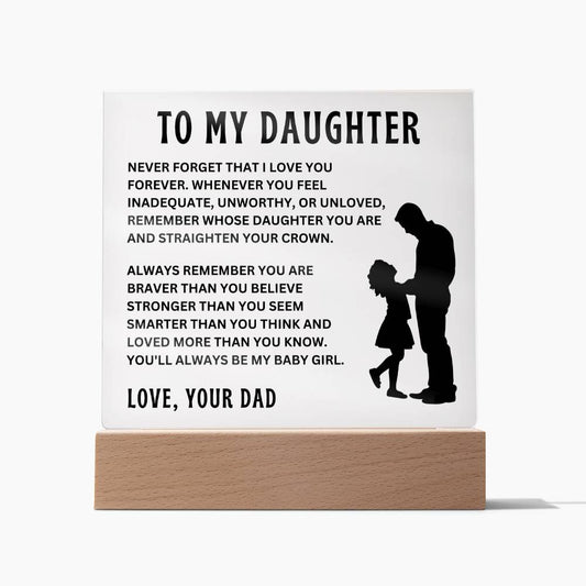 To My Daughter, Love Your Dad | Square Acrylic Plaque