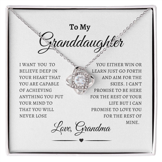 To My Granddaughter | Love Knot Necklace.